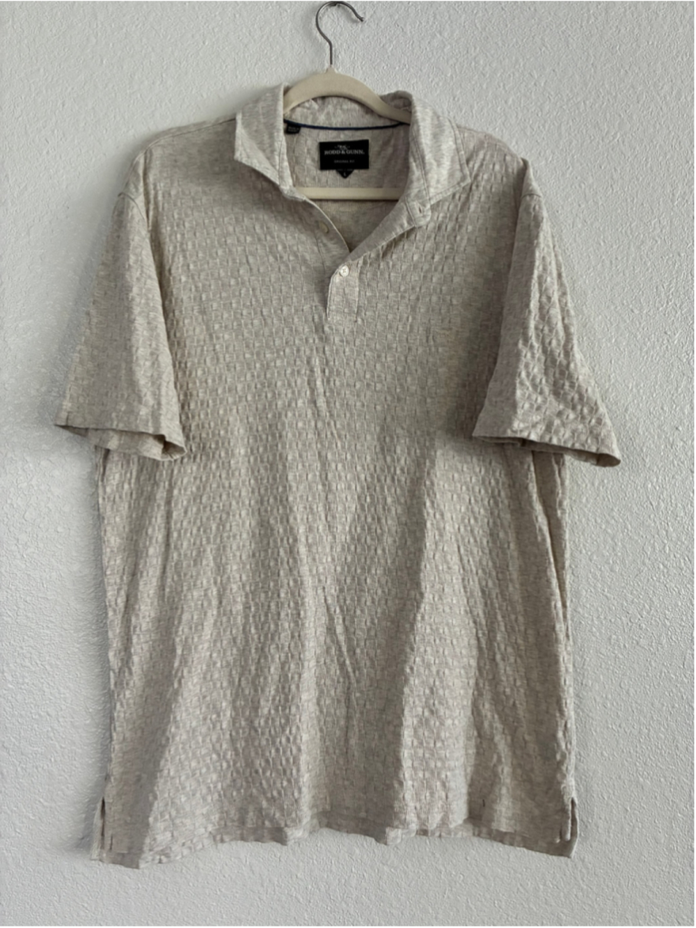 Men's Rodd & Gunn Polo Shirt Size L Beige Textured Cotton